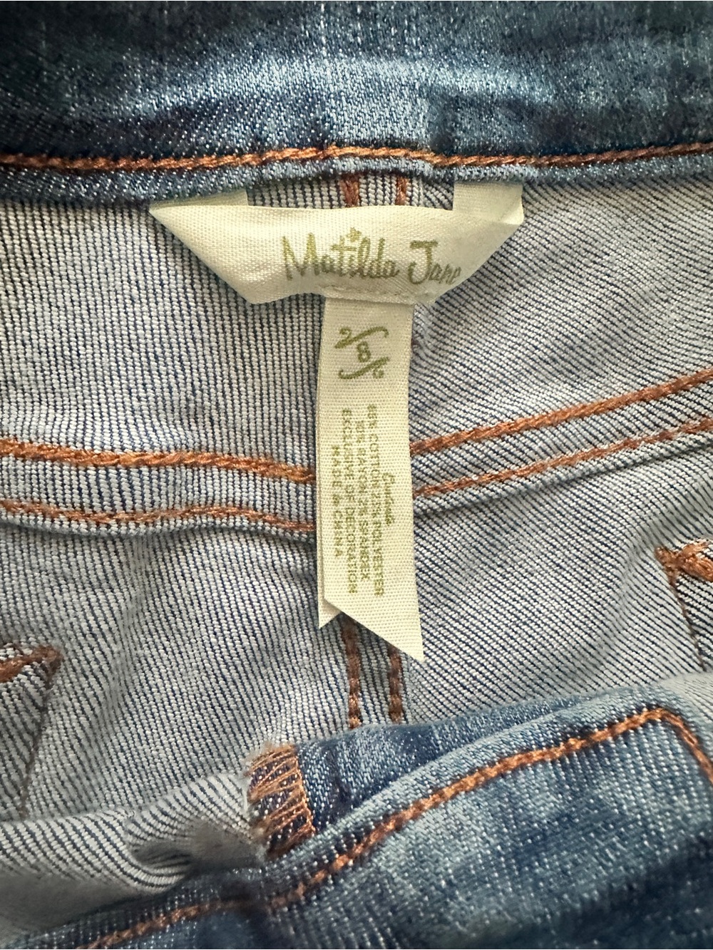 MATILDA JANE Women Just Imagine Taylor Straight Leg Floral Cuff Blue Jean Size 8 - Picture 5 of 6